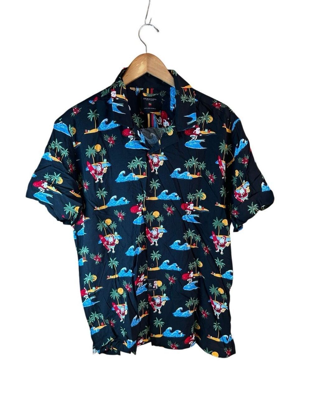 Denim & Flower Extra Large (XL) Surfing Santa Shirt